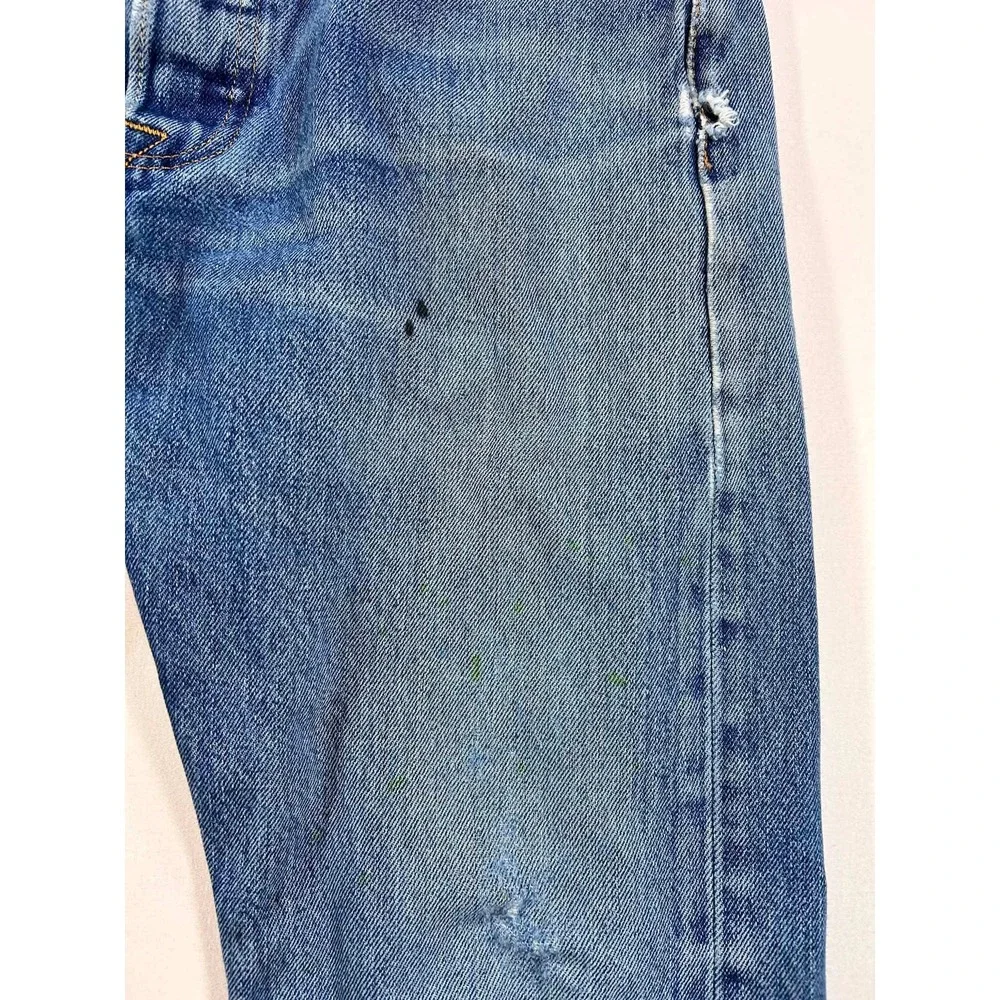 Levis 501 Original Fit Distressed Jeans Blue Button Fly 31x30 Paint Splatter
